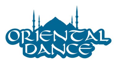 Taj Mahal 'in Silhouette' si ile Vector Blue Logo Oriental dansı. Beyaz arkaplanda izole.