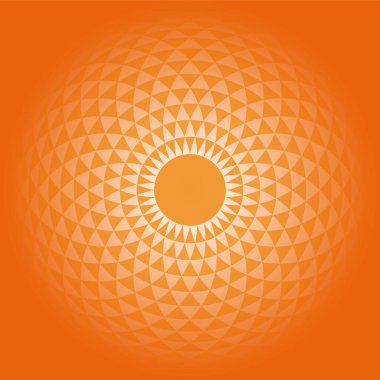 Turuncu arkaplanda vektör geometrik daire beyaz mandala.