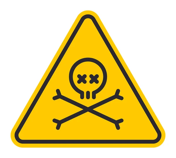 Triángulo Amarillo Advertencia Vectorial Con Cráneo Huesos Cruzados Aislados Sobre — Vector de stock