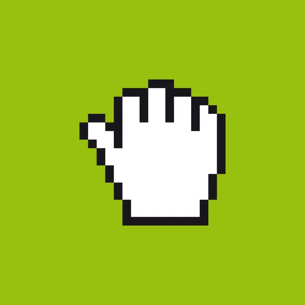 Okの西洋文化で意味ジェスチャーでベクトルピクセルカーソルの手のアイコン グリーンの背景 — ストックベクタ