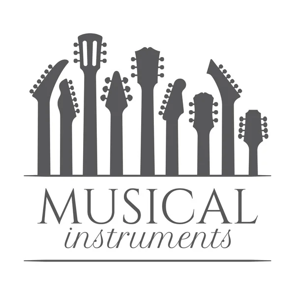 Logotipo Vetor Guitarra Silhuetas Pretas Instrumento Musical Isolado Sobre Fundo —  Vetores de Stock