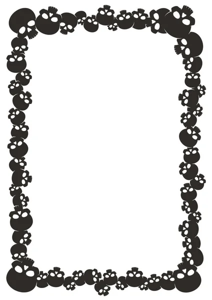 Vector Template Black Frame Skulls White Background — Stock Vector