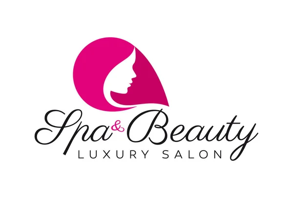 Vektorové Logo Siluetou Ženské Hlavy Textové Spa Beauty Luxusní Salon — Stockový vektor