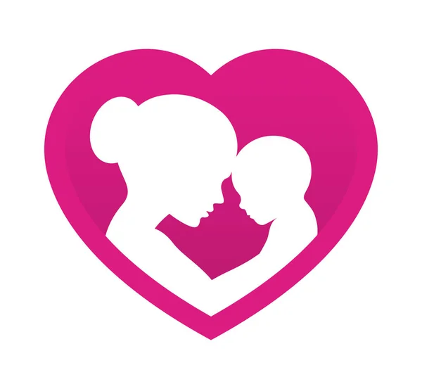 Símbolo Vectorial Día Las Madres Corazón Con Silueta Blanca Mamá — Archivo Imágenes Vectoriales