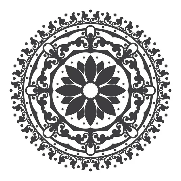 Vector Redondo Mandala Floral Exótica Aislado Sobre Fondo Blanco — Vector de stock