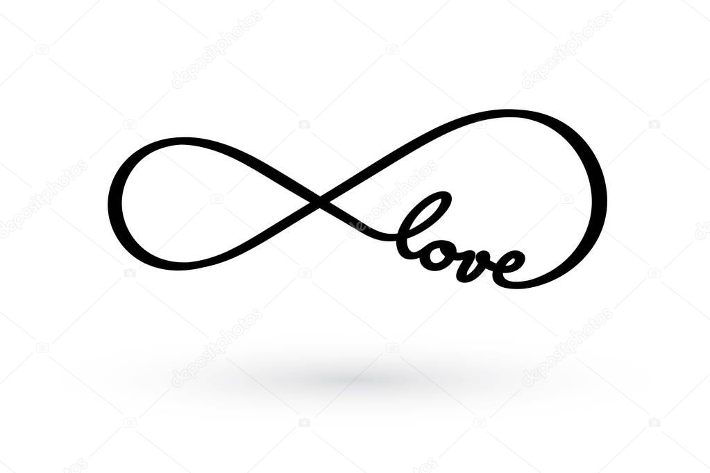 Vector black line symbol of endless love. Isolated on white background.