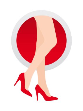 Kırmızı bot ayakkabılı vektör kadın bacakları. Beyaz arkaplanda izole.