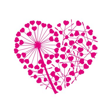 Vector mor karahindiba. Kalpten gelen güzel karahindibalar. Beyaz arkaplanda izole