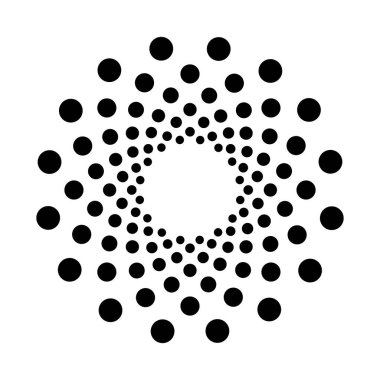 Vektör siyah benekli mandala. Beyaz arkaplanda izole.