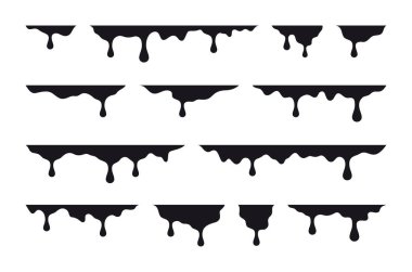 Vektör siyah akış boyası ayarlandı. Beyaz arkaplanda izole.