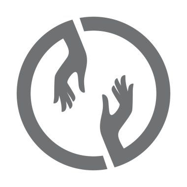 İki zıt eli olan vektör çemberi. Beyaz arkaplanda izole.