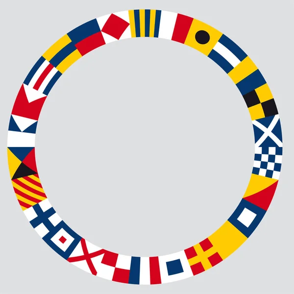 Bandeiras Internacionais Alfabeto Marinho Círculo Vetorial — Vetor de Stock
