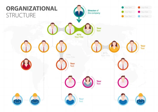 Árbol Organizacional Con Iconos Gente Negocios Ilustración Vectorial — Vector de stock