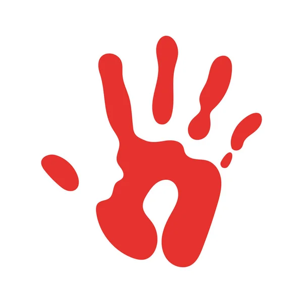 Vetor Cor Vermelha Handprint Isolado Sobre Fundo Branco — Vetor de Stock