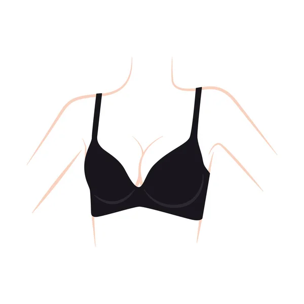 Décollet Femme Avec Soutien Gorge Noir Fermeture Éclair Ouverte Femme — Image vectorielle