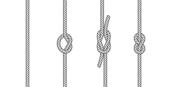 Nudos Cuerda Bordes Línea Conjunto Elementos Diseño Diferentes Tipos Ilustración — Vector de stock