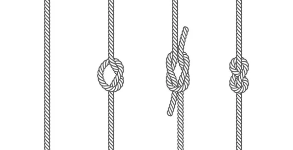 ロープノット境界線のデザイン要素の種類を設定します 結び目の境界線のベクトル図 — ストックベクタ