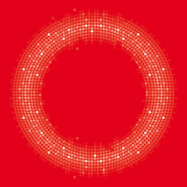 Vektorový Barevný Kruh Tvořený Tečkami Červené Pozadí — Stockový vektor