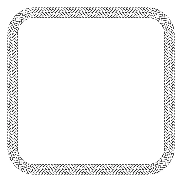 Vector Black Square Rounded Rope Ornamental Frame Template — Stock Vector