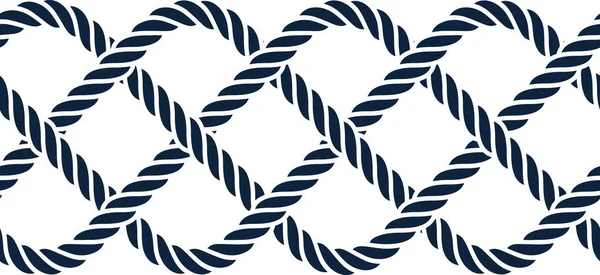 Cordes Vectorielles Bleues Filet Pêche Sans Couture Fond Blanc — Image vectorielle