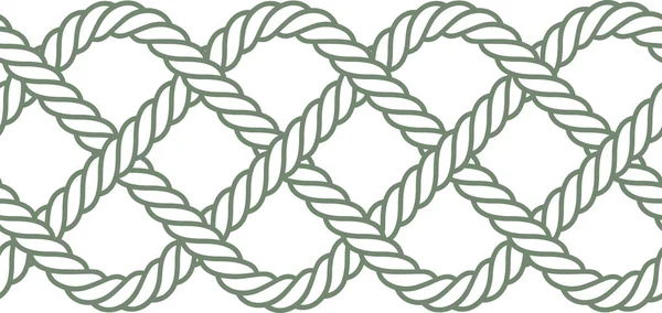 Green Vector Ropes Fishing Net Seamless White Background — Stock Vector