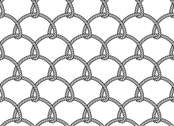 Vektor Gekräuselte Seile Fischernetz Nahtlos Weißer Hintergrund — Stockvektor