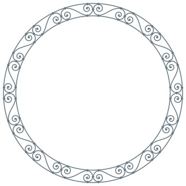 Vektör barok daire çerçeve girdap çizgisi. Beyaz arkaplanda izole. 
