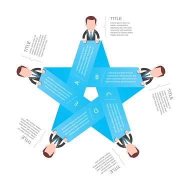 Simge karikatür figürü iş adamı ile soyut şablon bilgisini yönlendir. Simge ayarlandı. Beyaz arkaplanda izole.