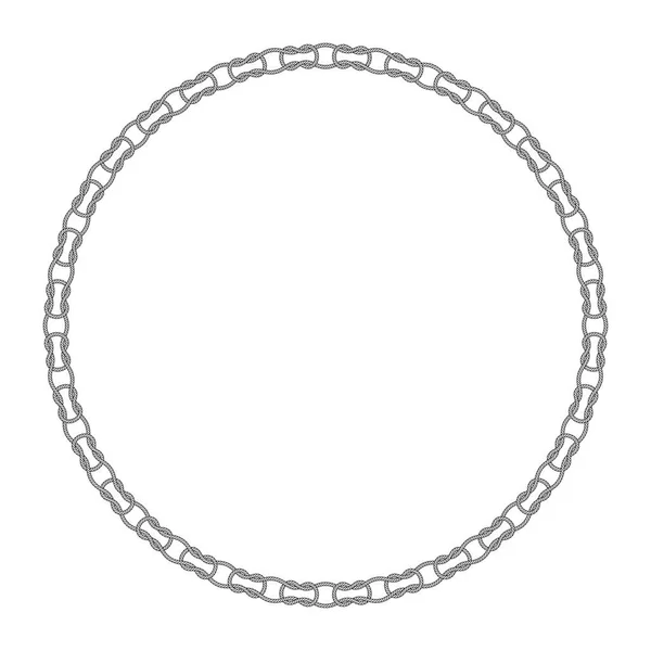 Vector Cirkelvormig Frame Gemaakt Van Verstrengelde Touwen Geïsoleerd Witte Achtergrond — Stockvector