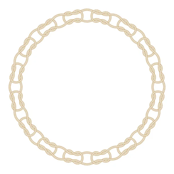 Cadre Circulaire Vectoriel Cordes Entrelacées Isolé Sur Fond Blanc — Image vectorielle