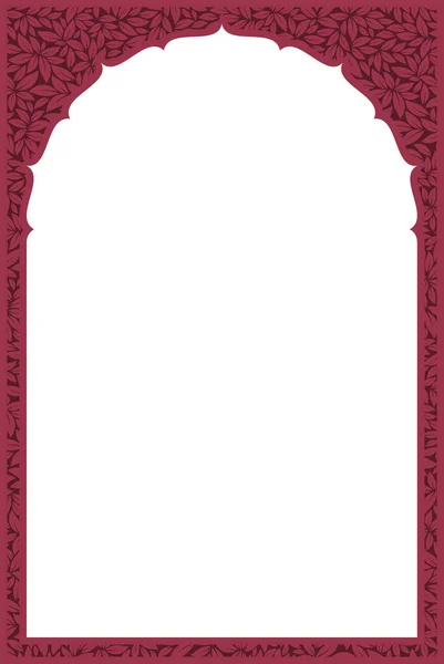 Indiaas Frame Met Bladeren Textuur Witte Achtergrond Vector — Stockvector