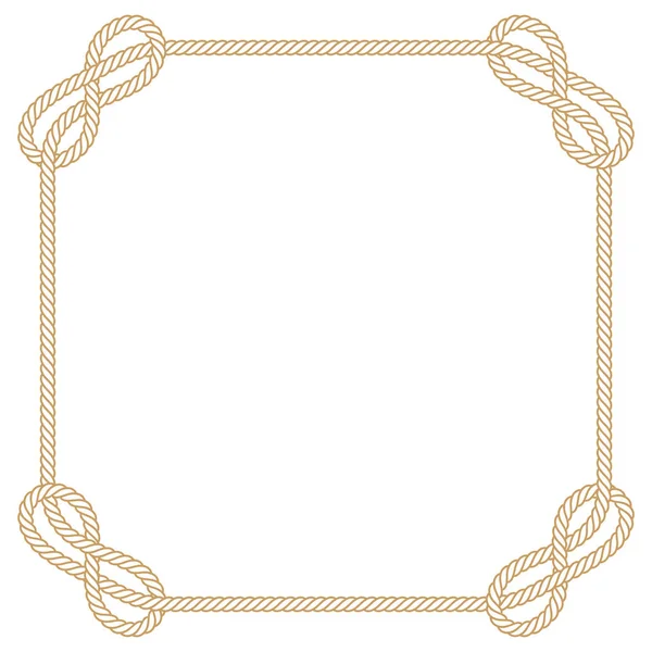 Διάνυσμα Τετράγωνο Πλαίσιο Κατασκευασμένο Από Συνυφασμένα Σχοινιά Πάνω Από Λευκό — Διανυσματικό Αρχείο