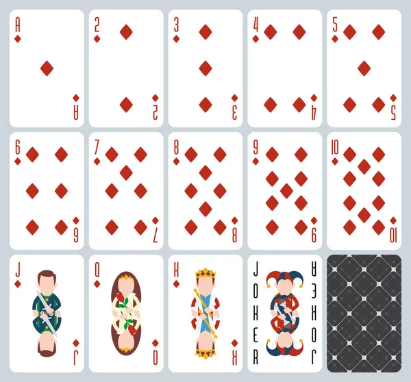 Poker Jouer Aux Cartes Diamonds Costume Fond Bleu Pont Design — Image vectorielle