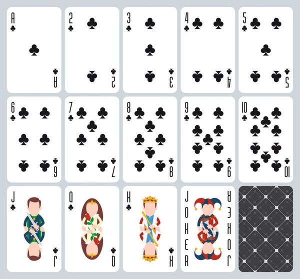 Poker Cartes Jouer Clubs Costume Fond Bleu Pont Design Original — Image vectorielle