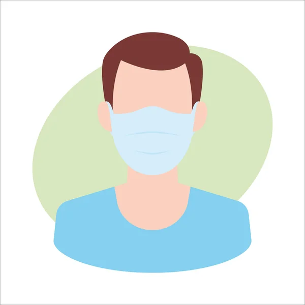 Vectorman Met Medisch Gezichtsmasker Geïsoleerd Witte Achtergrond — Stockvector