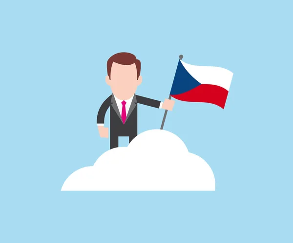 Над Хмарою Висить Справа Прапором Чеської Республіки — стоковий вектор