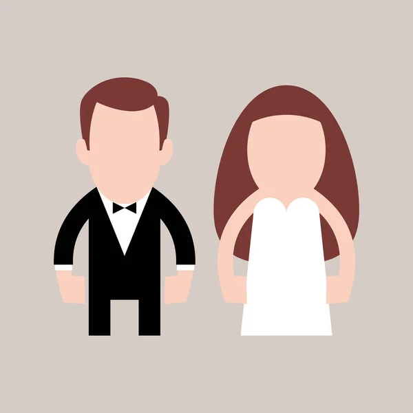 Noiva Noivo Casal Cartão Casamento — Vetor de Stock