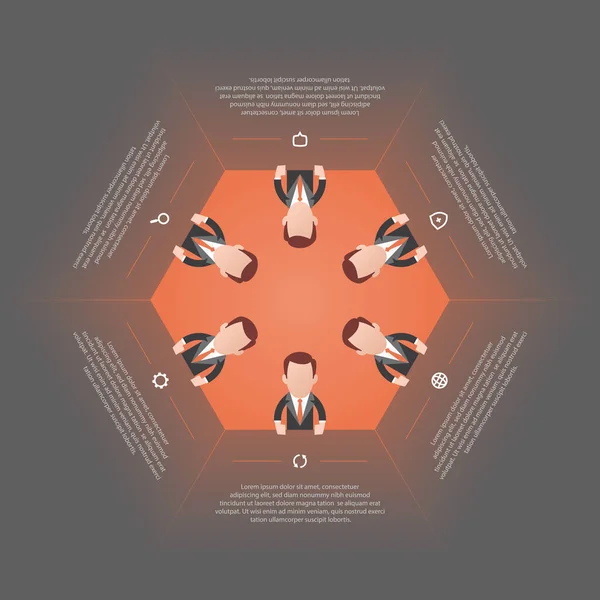 Векторный Шестиугольник Шаблон Инфографики Иконой Рисунком Фигуры Бизнесмена — стоковый вектор