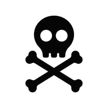 Siyah kafatası ve çapraz kemikler. Beyaz arkaplanda izole.