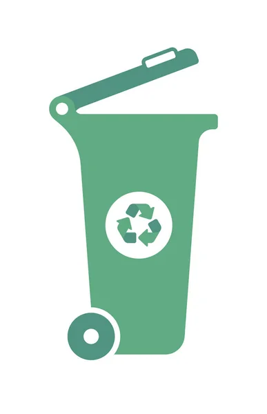 Vecteur Icône Verte Symbole Bin Recyclage Isolé Sur Fond Blanc — Image vectorielle
