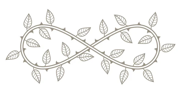 Symbole Vectoriel Amour Sans Fin Roses Aux Épines Aux Feuilles — Image vectorielle