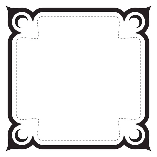 Vector Quadro Ornamentado Preto Com Espinhos Linha Tracejada Fundo Branco —  Vetores de Stock