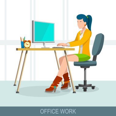 Office iş kavramı. İşyeri ve iş bilgisayar