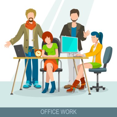 Ekip çalışması kavramı. İş toplantısı, beyin fırtınası ve tartışma