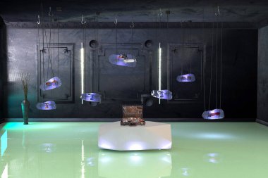 siyah salonu iç inşaat araçları klasik bir tarzda