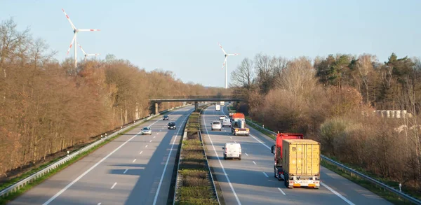 Autobahn, Germany, cars driving on the road. View from the bridge over the road. — Stock Photo, Image