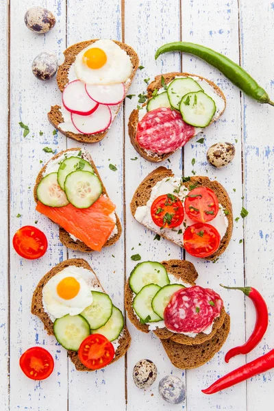 Ev yapımı bruschetta. Mini sandviç. Geleneksel İspanyolca tapas 