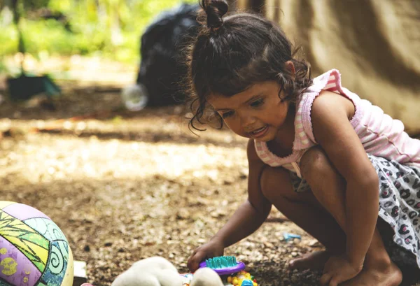 Linda Menina Mexicana Infância Retrato Menina Etnia Mexicana Fora — Fotografia de Stock