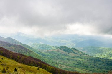 Avrupa, Polonya, Podkarpackie Voyvodeship, Bieszczady, Bieszczady Ulusal Parkı. Bulutlu rüzgâr, ilkbaharın başı.