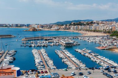 Hava panoramik Blanes Costa Brava içinde bir güzel yaz günü, İspanya